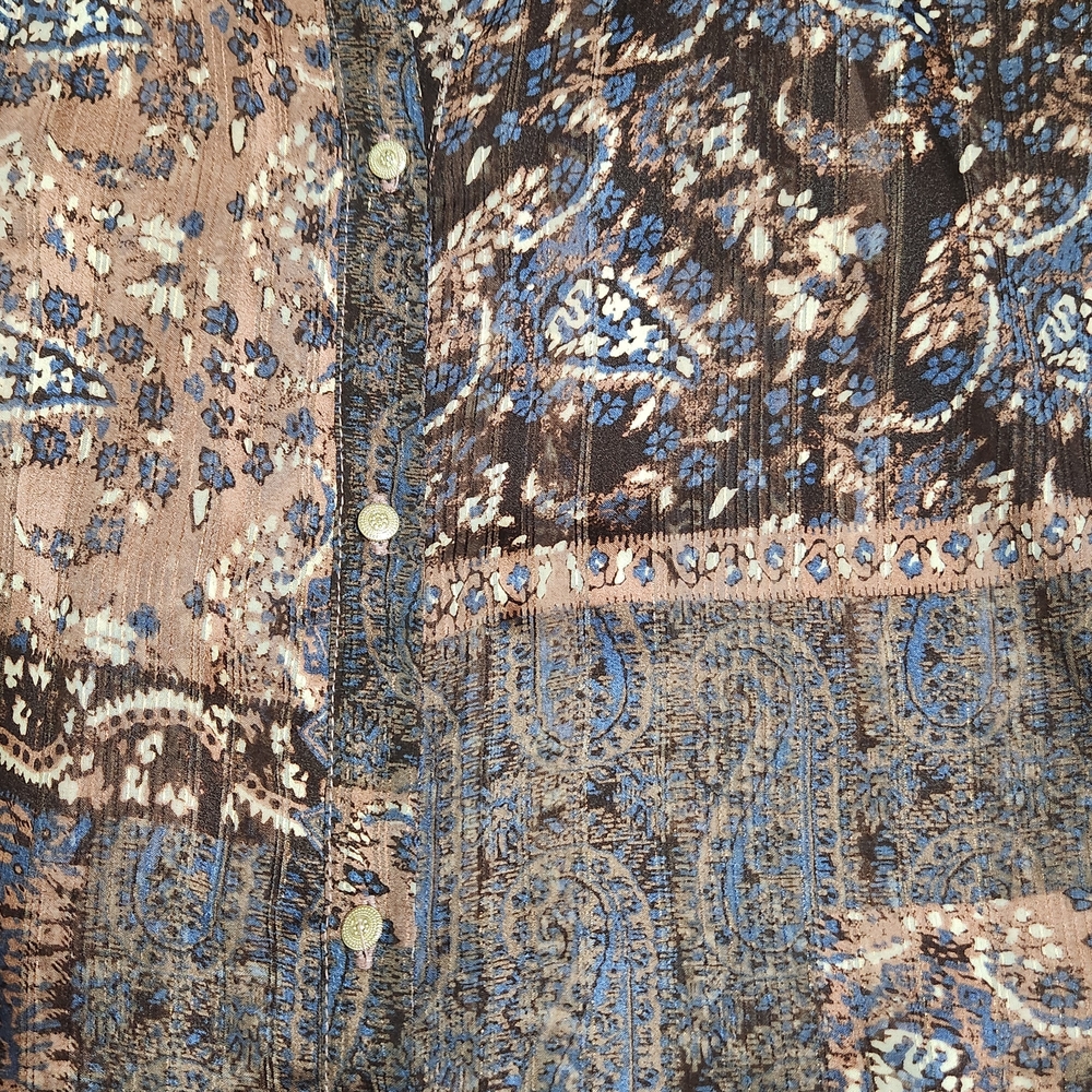 Zara Patchwork Paisley Print Shirt Oversized Bohemian-inspired Lightweight Sheer - Picture 7 of 16